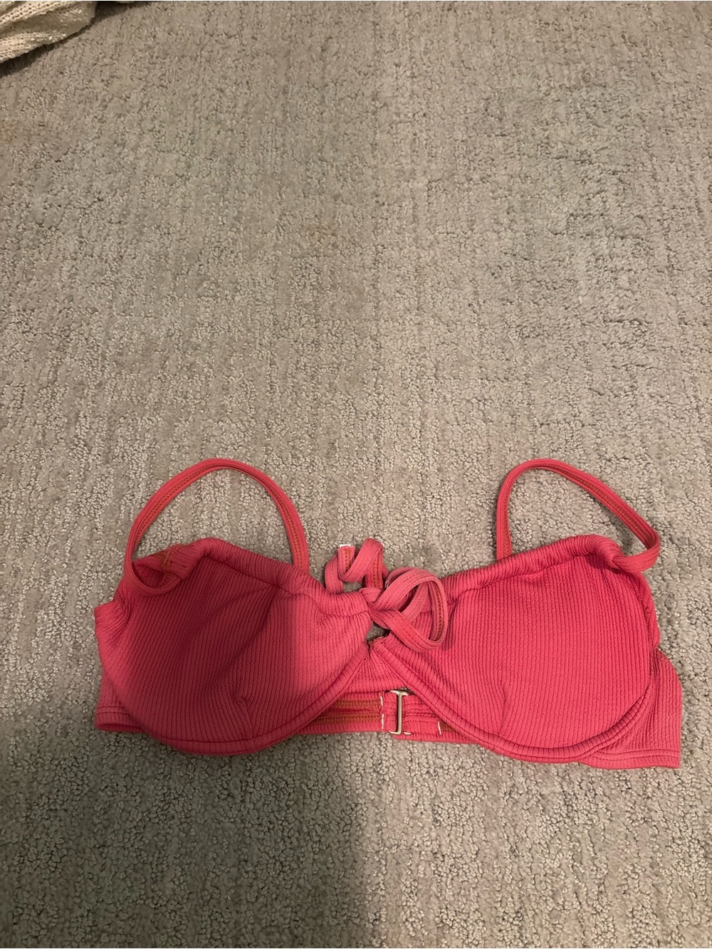 Ribbed Coral Tie-Front Bikini Top - Women